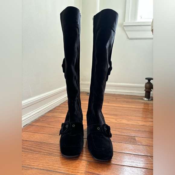 Gorgeous Coach black velvet knee high boots - Picture 3 of 6
